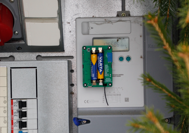 CanSat mounted to the electricity meter.