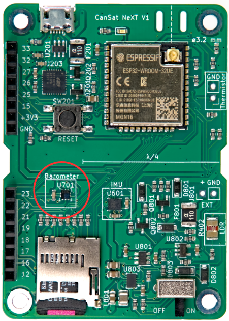 Barometro sulla scheda CanSat NeXT