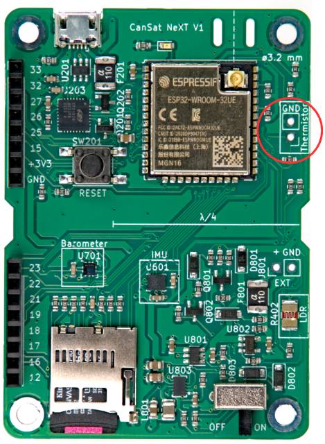 LDR sulla scheda CanSat NeXT